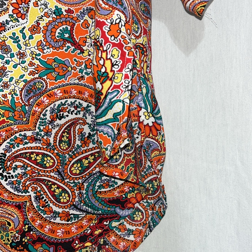 Fig and flower paisley floral tunic women’s boho blouse size large - Picture 4 of 9